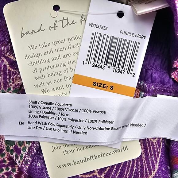 Band of the Free Womans size S Aimee Purple Floral Puff Sleeve Mini Dress NEW - Picture 7 of 8